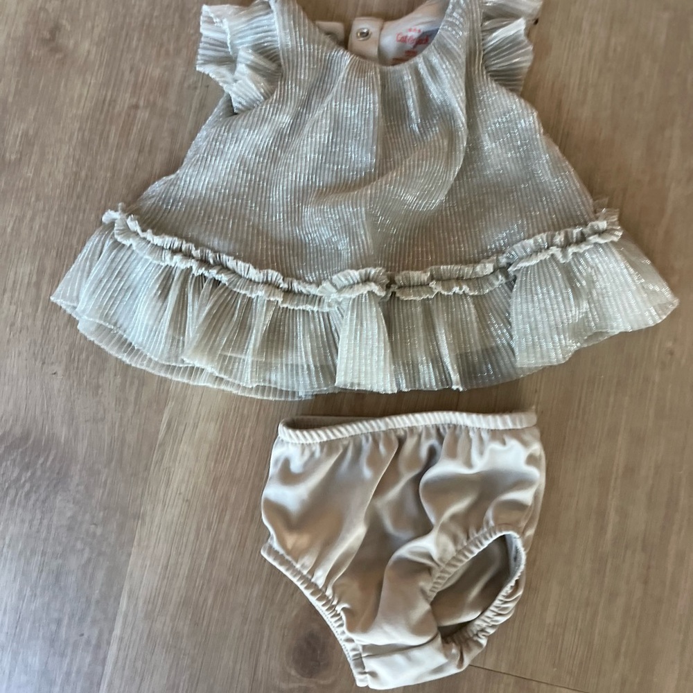 GAP Cream Metallic Ruffle Dress with Matching Bloomers